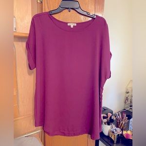 Short sleeved purple blouse